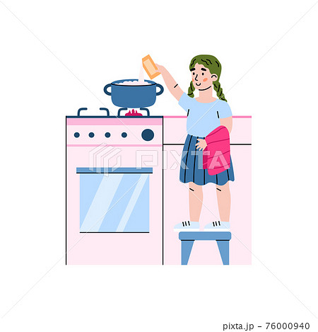 little girl cooking cartoon