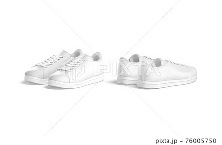 Blank White Leather Sneakers With Lace Mockup のイラスト素材
