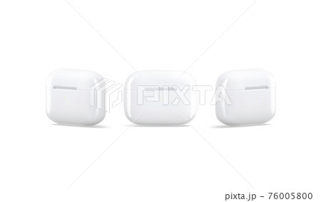 Blank white small headphones case mockup, front and side view 76005800