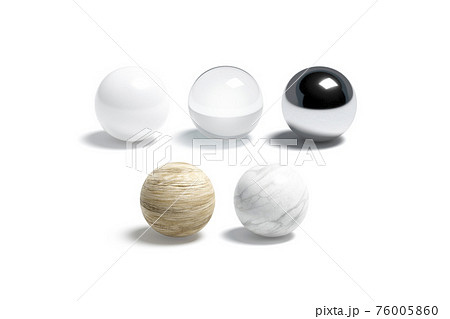 Blank glass, metallic, wood and marble ball mockup set 76005860