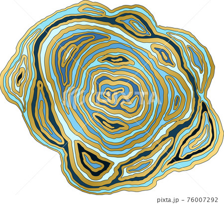 Marble blue wave pattern. Agate slice imitation. Vector illustration. 76007292