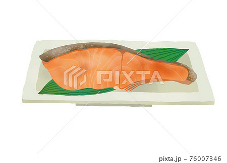 美味しそうな焼鮭のイラストレーションのイラスト素材