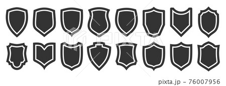 Shield shape guard security privacy flat icon set 76007956
