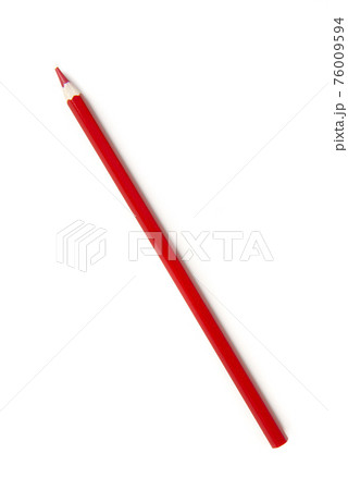 Red color pencil seen from a high angle on a white background 76009594