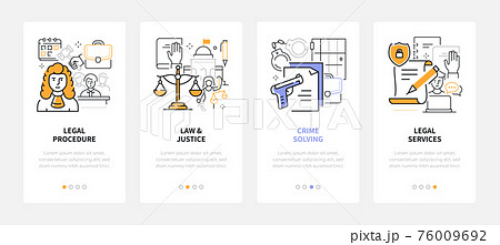 Law and justice - modern line design style web banners 76009692