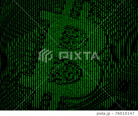 Bitcoin green and black halftone illustration 76010147