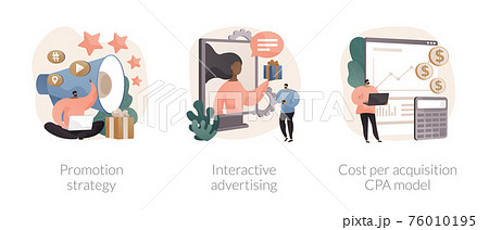 Online product promotion abstract concept vector illustrations. Online product promotion abstract concept vector illustrations. 76010195