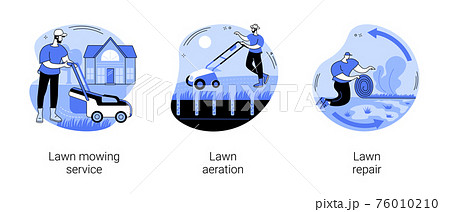 Turf maintenance abstract concept vector illustrations. 76010210