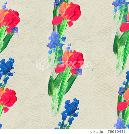 Seamless pattern with flowers. Watercolor or acrylic painting. Hand drawn floral background. 76010451