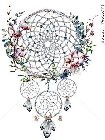 Watercolor Boho Dream Catcher Illustrationのイラスト素材