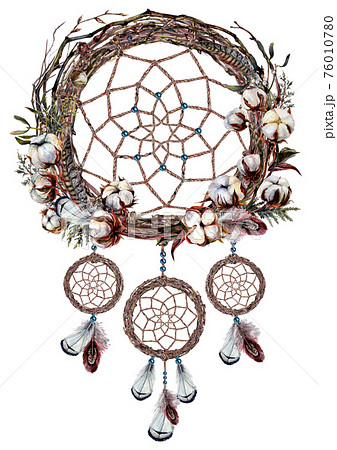 Watercolor Boho Dream Catcher Illustrationのイラスト素材