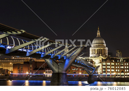 St. Paul Cathedral and Millennium Bridge in London 76012085