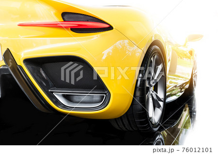 Back of a yellow sport car Back of a yellow sport car 76012101