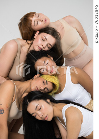 Diverse girls with different types of shape, skin color and ethnicity Diverse girls with different types of shape, skin color and ethnicity 76012845