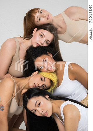 Diverse girls with different types of shape, skin color and ethnicity Diverse girls with different types of shape, skin color and ethnicity 76012849