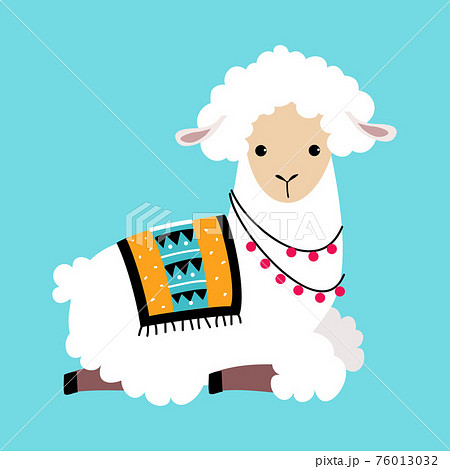 Cute Fluffy Llama or Alpaca as Camelid Pack - Stock Illustration  [76013032] - PIXTA