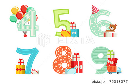 Anniversary Numbers With Gift Boxes And のイラスト素材