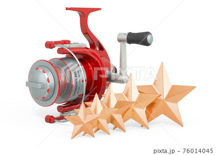 Customer rating of fishing reel. 3D rendering Customer rating of fishing reel. 3D rendering 76014045