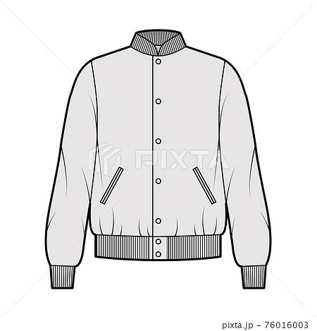 Bomber Jacket Fashion Flat Technical Drawing Template Blue Design Stock  Vector  Illustration of outerwear silhouette 270882051