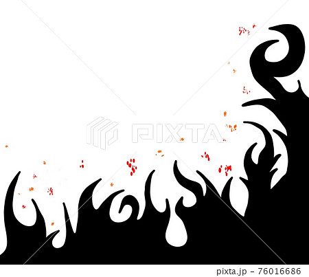 火花が飛び散る炎のシルエットのイラスト素材 火花が飛び散る炎のシルエットのイラスト素材