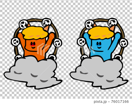 雷神の赤鬼と青鬼　デフォルメイラスト 76017166