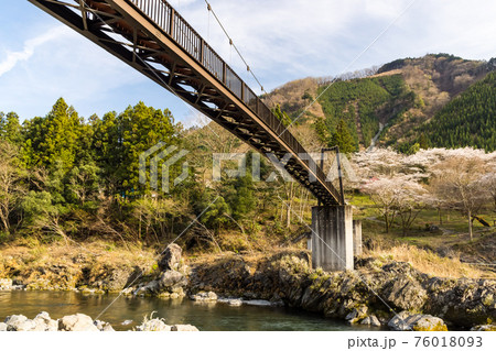 (東京都ー風景)御岳渓谷の桜風景4 76018093