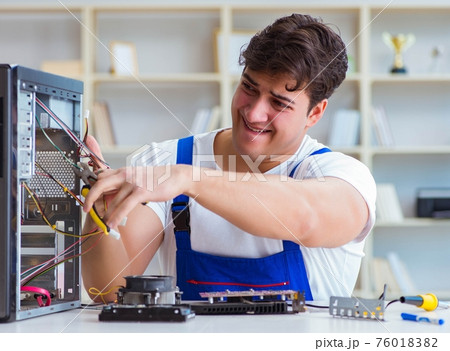 Computer hardware repair and fixing concept by experienced techn Computer hardware repair and fixing concept by experienced techn 76018382
