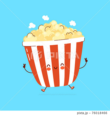 Cute Funny Popcorn Character Vector Hand Drawn のイラスト素材