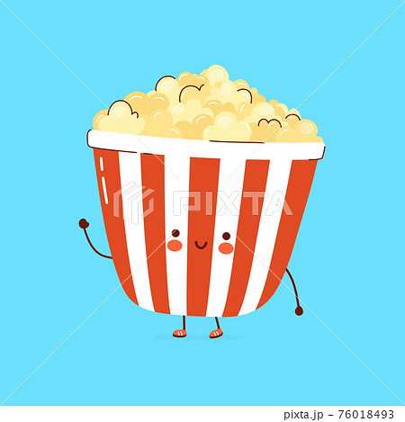 Cute Funny Popcorn Character Vector Hand Drawn のイラスト素材