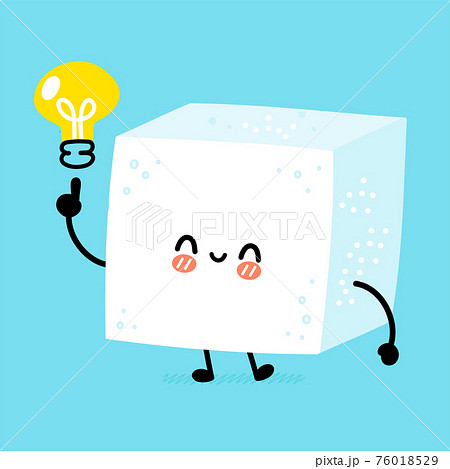 Cute Funny Happy Sugar Piece Cube Character のイラスト素材