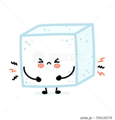 Cute funny sad sugar piece cube character. Vector flat line cartoon kawaii character illustration icon. Isolated on white background. Sugar cube character concept 76018576