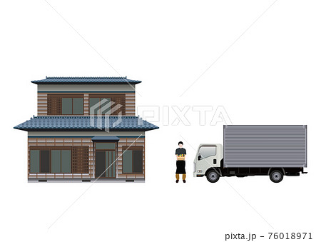 トラックと配達員 トラックと配達員 76018971
