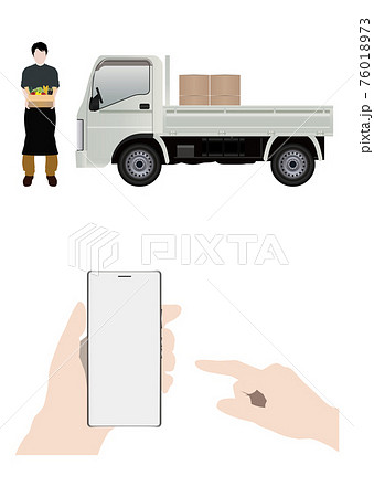 スマートフォンと配達員 76018973