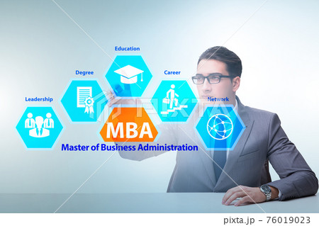 Businessman in Master of business administration concept 76019023