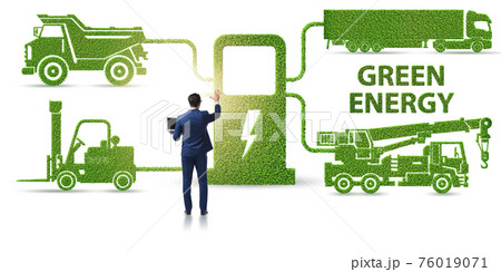 Businessman in the concept of electric charging and vehicles Businessman in the concept of electric charging and vehicles 76019071