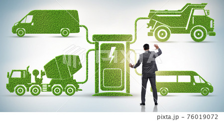 Businessman in the concept of electric charging and vehicles Businessman in the concept of electric charging and vehicles 76019072