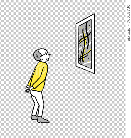 Illustrations of elderly people watching paintings Illustrations of elderly people watching paintings 76019730