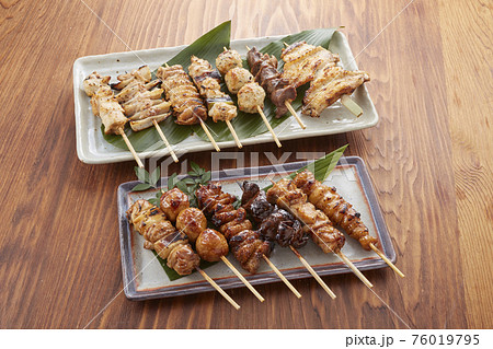 焼鳥盛り合わせ【なんこつ、砂ずり、レバー、ねぎま、つくね、手羽中、皮、ひな、ふりそで、もも】 焼鳥盛り合わせ【なんこつ、砂ずり、レバー、ねぎま、つくね、手羽中、皮、ひな、ふりそで、もも】 76019795