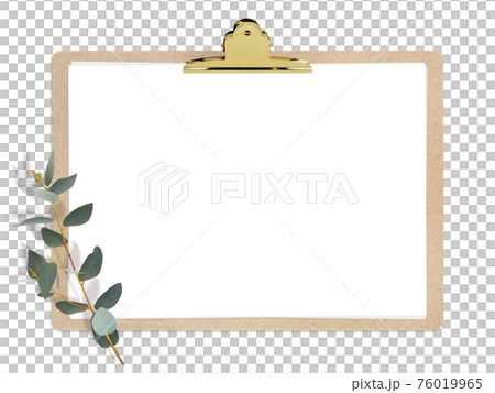 Retro-style clipboard and eucalyptus leaves-there are multiple variations 76019965