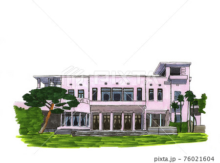 アール・デコの邸宅 旧朝香宮邸 東京都庭園美術館のイラスト アール・デコの邸宅 旧朝香宮邸 東京都庭園美術館のイラスト 76021604