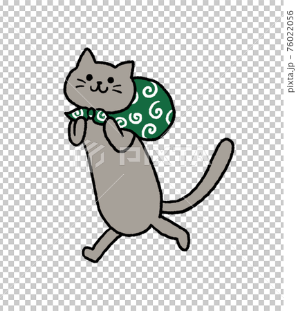 一隻貓背著包袱皮的插圖 一隻貓背著包袱皮的插圖 76022056