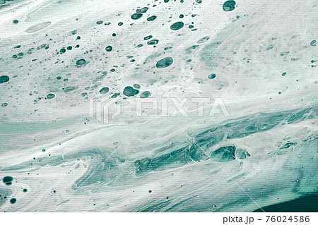 Acrylic Fluid Art. Turquoise waves and frothy bubbles flow on canvas. Digital decor. Abstract background or texture Acrylic Fluid Art. Turquoise waves and frothy bubbles flow on canvas. Digital decor. Abstract background or texture 76024586