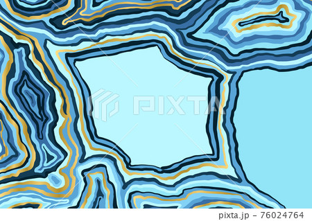 Abstract blue and gold pattern. Agate slice ripple texture imitation. Vector illustration. 76024764