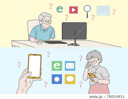 Concept of elderly lifestyle, senior people activity and daily life illustration 010 76024931