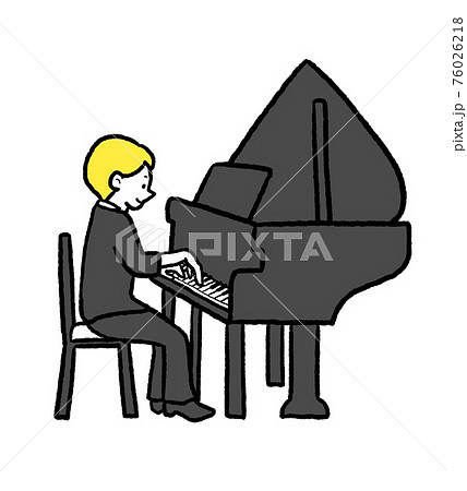 ピアノを弾く男性のイラストのイラスト素材