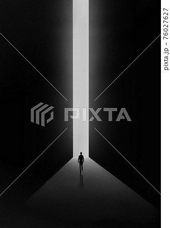 Man walking towards the light from darkness illustration 007 Man walking towards the light from darkness illustration 007 76027627