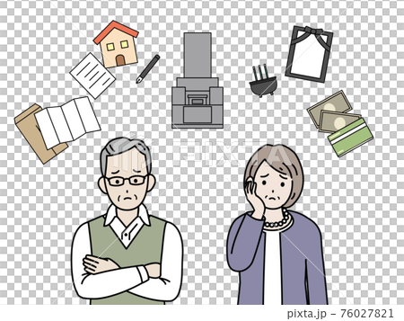 老年夫婦思考生命的終結繼承葬禮墳墓遺書煩惱老年老人老人插圖素材 76027821