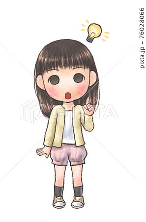 春服の女の子 閃いている 全身のイラスト素材