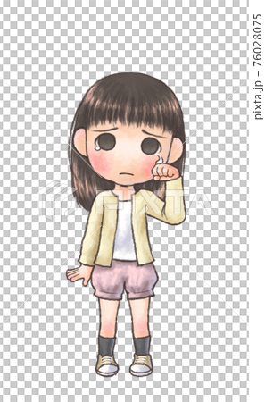 春服の女の子 泣いている 全身のイラスト素材