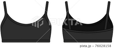 ブラトップ スポーツブラ 女性用ウェア テンプレートイラスト 黒 フロント バック のイラスト素材